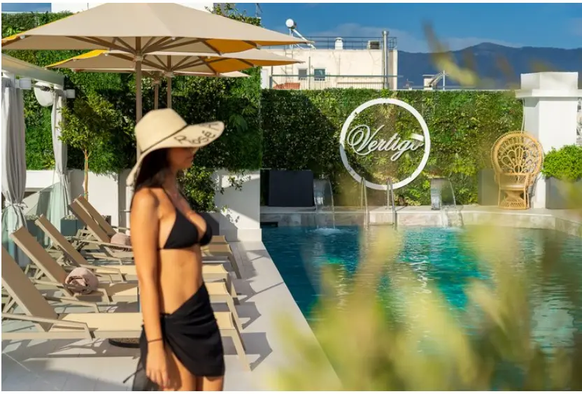 Panoramic pool view over Athens at St George Lycabettus Vertigo Pool