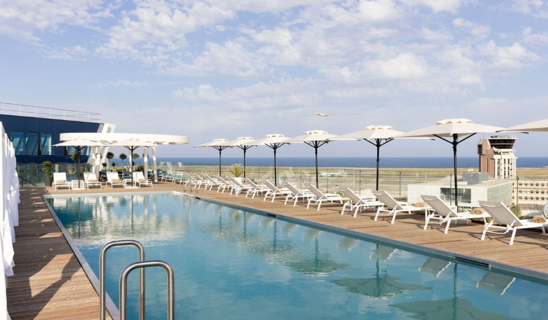 Sheraton Nice Airport rooftop pool with sea views
